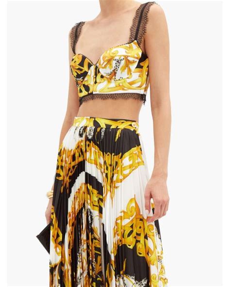 versace print crop top|Versace bustier.